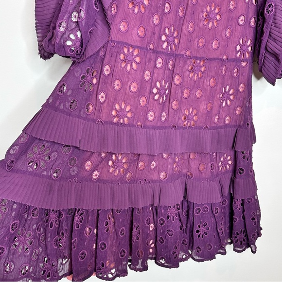 Rebecca Taylor Pinwheel Eyelet Puff Sleeve Mini Dress Size 8 ASO Kelly Ripa - Picture 5 of 16